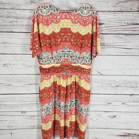 BCBGMAXAZRIA Women's Tereza Surplice Neck Faux Wrap Dress Size Large - Picture 12 of 14